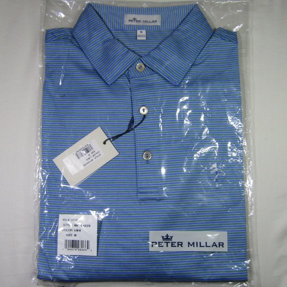 (M) Blue and Green Striped Polo